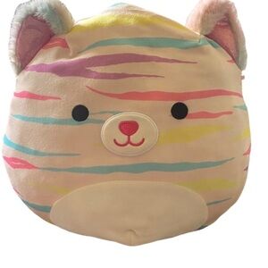 Squishmallows Colorful Large Striped Plush Cat Toy.